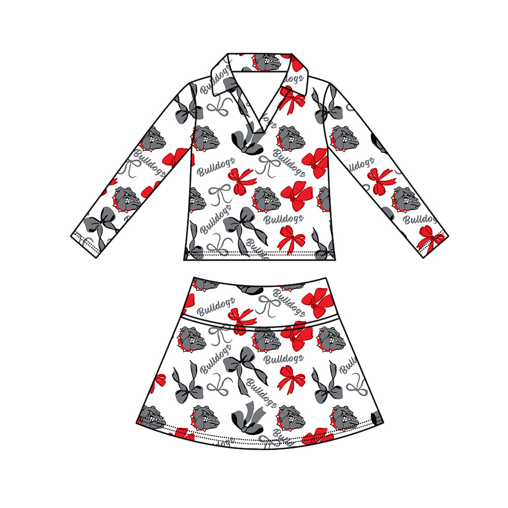 ( Moq 5 Each Style ) Sibling Baby Girls Kids Dogs Bows Team Shirt Sets Clothes
