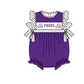 ( Moq 5 Each Style ) Baby Boys Girls Kids Short Sleeves Team Sibling Purple Romper Dress Set