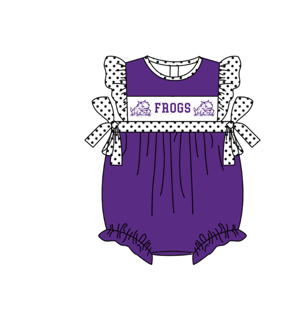 ( Moq 5 Each Style ) Baby Boys Girls Kids Short Sleeves Team Sibling Purple Romper Dress Set