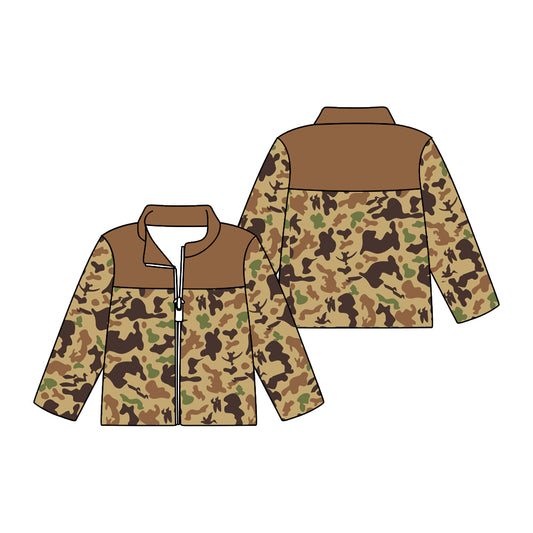 Baby Boy Kids Toddler Long Sleeves Camo Zipper Cardigan Tops