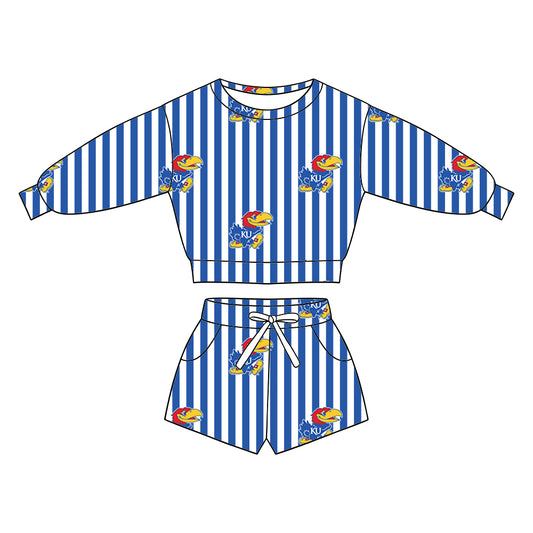 ( Moq 5 ) Baby Girls Kids Long Sleeves Shirt Pockets Shorts Team Set Clothes