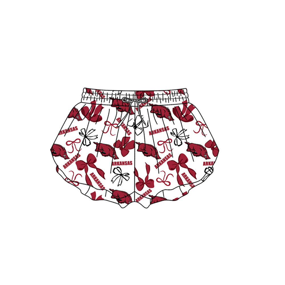 ( Moq 5 Each Style ) Baby Girls Kids Red Bows Pigs Sibling Team Shorts Dresses Set