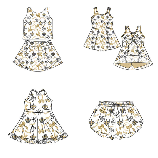 ( Moq 5 Each Style ) Baby Girls Toddler Bows Team Sibling Shorts Dresses Set Summer Clothing