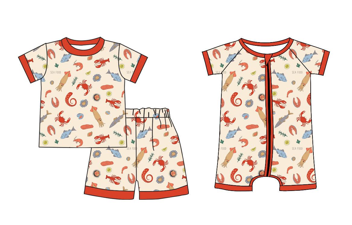Baby Boy Short Sleeves Sea Animals Sibling Romper Set ( Moq 5 Each Style ) 12.24