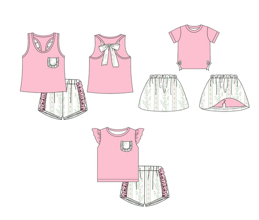 Baby Girl Flower Summer Sibling Pink Set ( Moq 5 Each Design ) 12.14