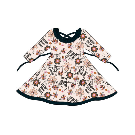 Baby Girl Happy New Year Flower Ruffle Dress