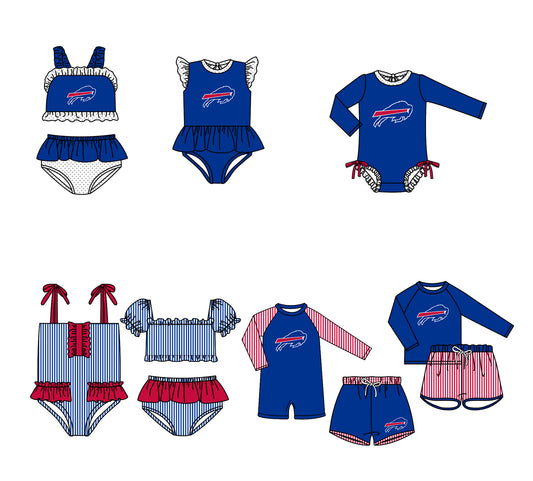 ( Moq 5 Each Style ) Baby Boys Girls Kids Team Sibling Blue Jumpsuits Sets Swimsuits Clothes