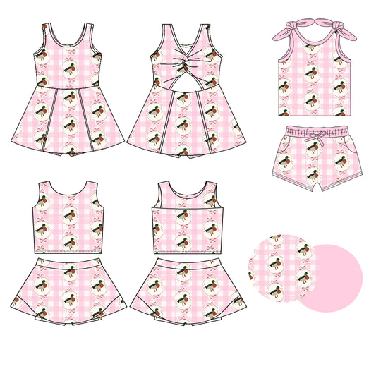 ( Moq 5 Each Style ) Baby Girls Kids Sleeveless Ducks Bows Sibling Shorts Dress Sets Clothes