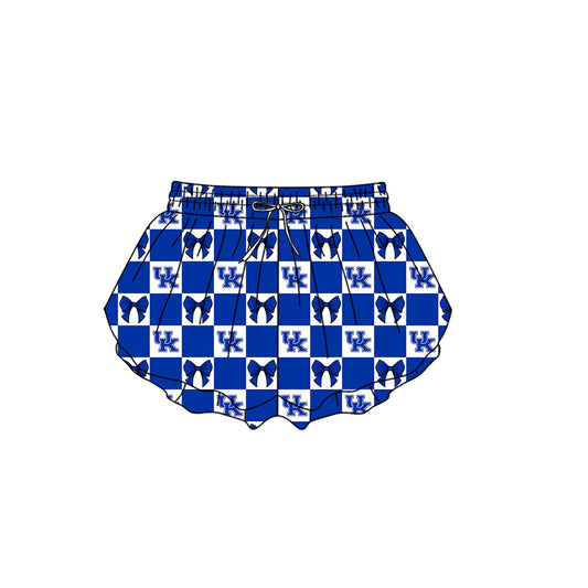 ( Moq 5 Each Style ) Kids Girls Adult Women UK Bows Blue Plaid Team Shorts Sibling Mom and Me Yoga Clothes