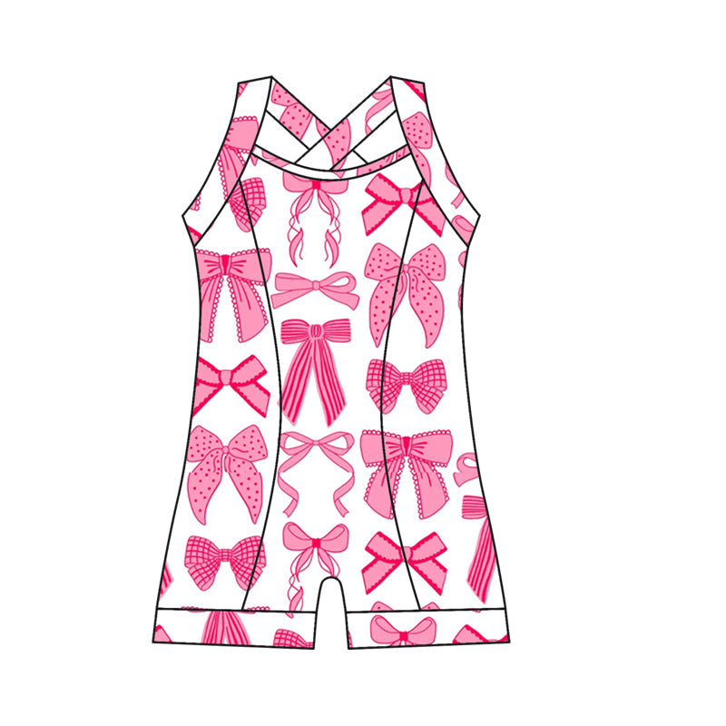 ( Moq 10 ) Baby Girl Straps Pink Bows Activity Wear Yoga Jumpsuit
