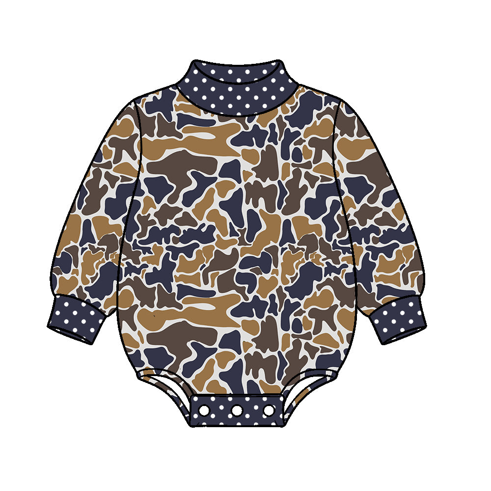( Moq 5 ) Preorder Baby Kids Infant Long Sleeves Camo Print Bubble Romper Clothes