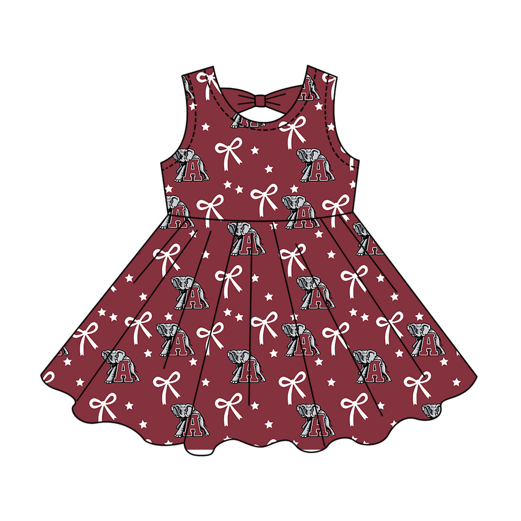 ( Moq 5 ) Custom Baby Girls Kids Sleeveless Bows Shorts Elephant Dress Team Clothes