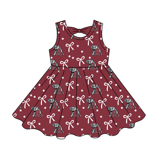 ( Moq 5 ) Custom Baby Girls Kids Sleeveless Bows Shorts Elephant Dress Team Clothes