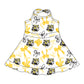 ( Moq 5 each style ) Baby Boy Girl Team Cheer Sibling Shirt Tiger Yellow Bows Jumpsuit Dress Set 7.30