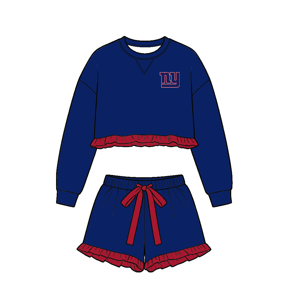 ( Moq 5 ) Baby Girls Kids Long Sleeves Ruffle Shirt Shorts Team Set Clothes