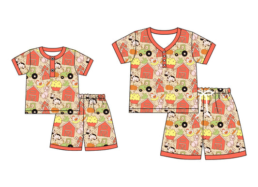 ( Moq 5 Each Style ) Baby Girl Adult Women Farm Animals Sibling Mommy And Me Family Pajamas Set 4.25