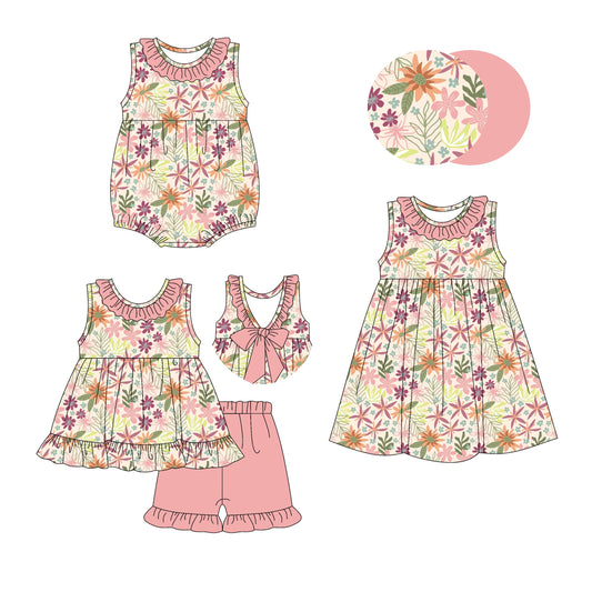 Baby Girl Sleeveless Ruffle Flower Sibling Romper Dress Set ( Moq 5 Each Style ) 3.3