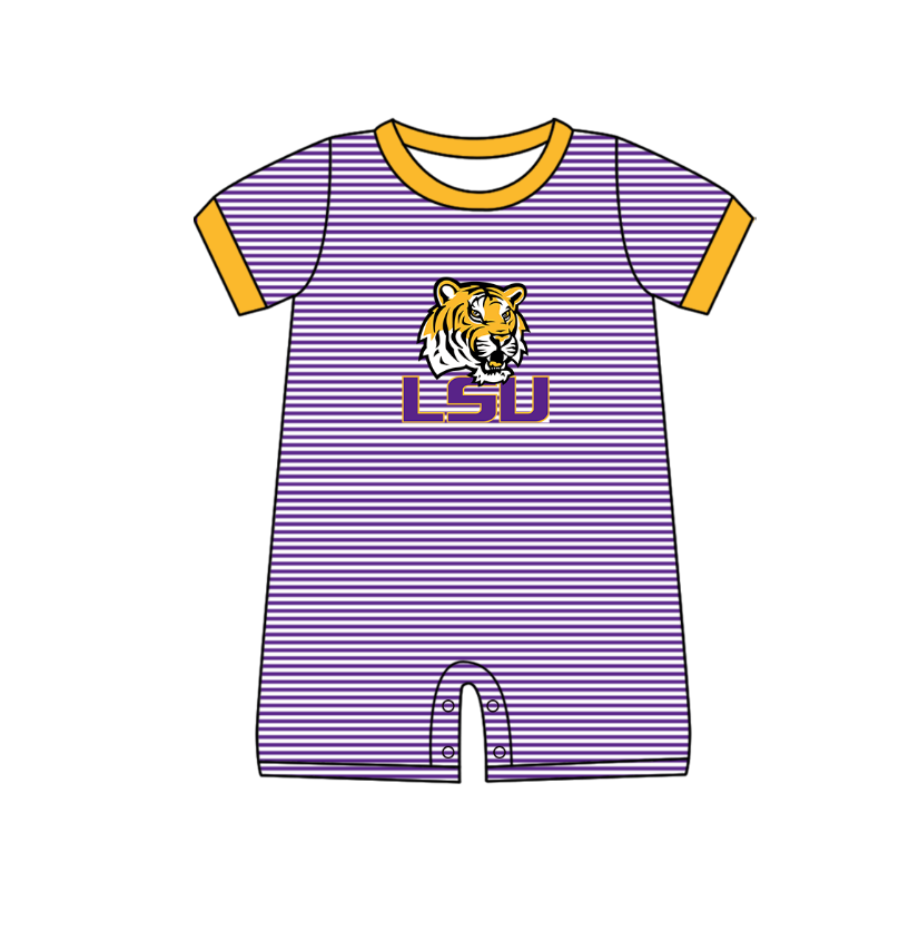 ( Moq 5 Each Style ) Baby Boys Girls Kids Purple Stripes Team Sibling Rompers Sets