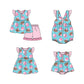 Baby Girl Short Sleeves Western Cow Sibling Romper Dress Clothes Set ( Moq 5 Each Design )