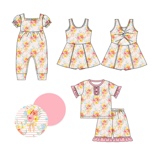 Baby Girl Flower Stripes Sibling Romper Dress Set ( Moq 5 Each Style ) 1.7
