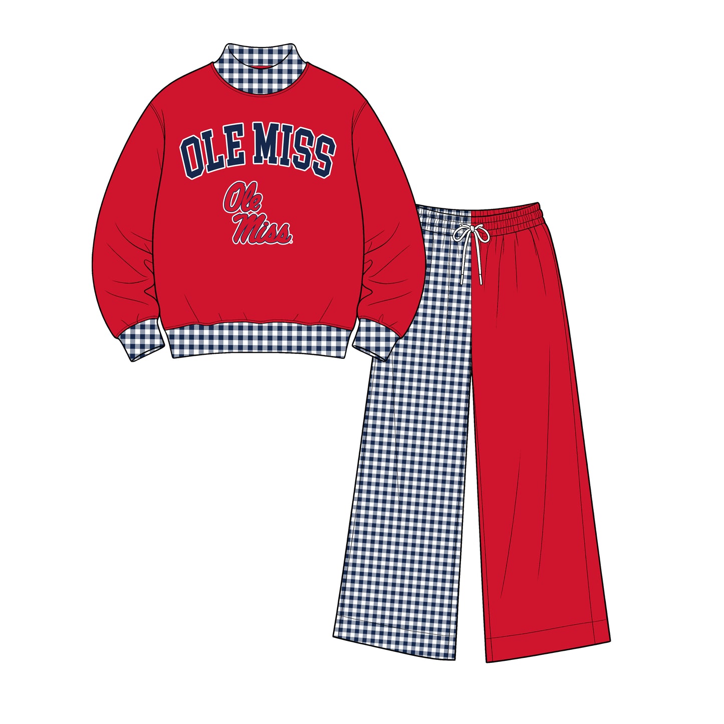 ( Moq 5 ) Baby Girls Kids Long Sleeves Shirt Plaid Pants Team Set Clothes