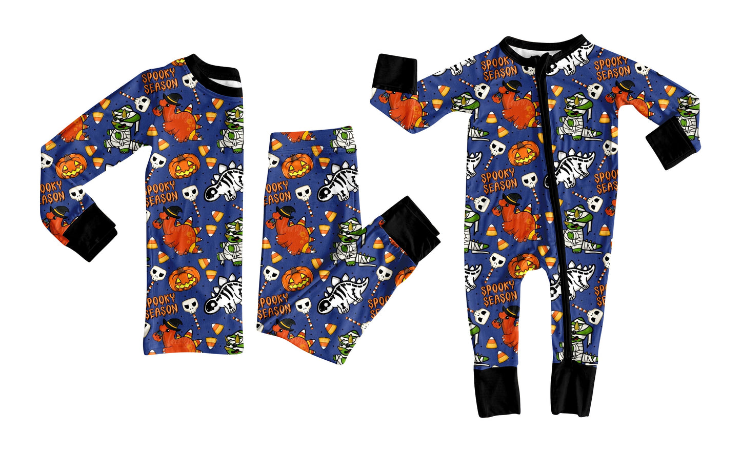 ( Moq 5 Each Style ) Baby Boy Toddler Dinosaurs Pumpkins Halloween Sibling Pajamas Romper Set