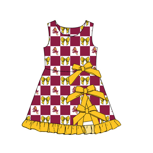 ( Moq 5 ) Custom Baby Girls Kids Sleeveless Bows Shorts Knee Length Team Dress Cheer Clothes