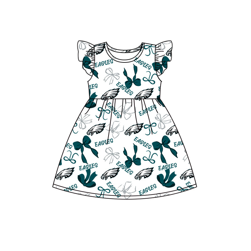 ( Moq 5 each style ) Baby Girl Toddler Team Bows Sibling Green Dress Set 7.9