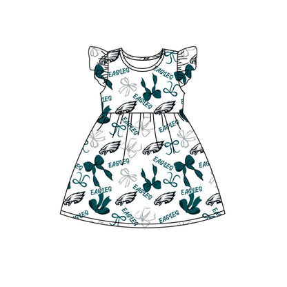 ( Moq 5 each style ) Baby Girl Toddler Team Bows Sibling Green Dress Set 7.9