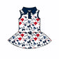 ( Moq 5 each style ) Baby Girl Toddler Team Red Blue Bows Sibling Skort Dress Set 6.4