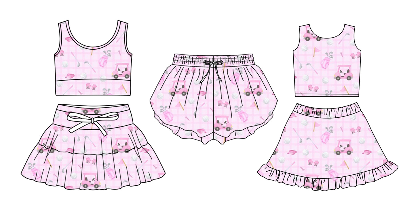 ( Moq 5 Each Style ) Baby Girls Kids Golf Sibling Pink Shorts Sets Clothes