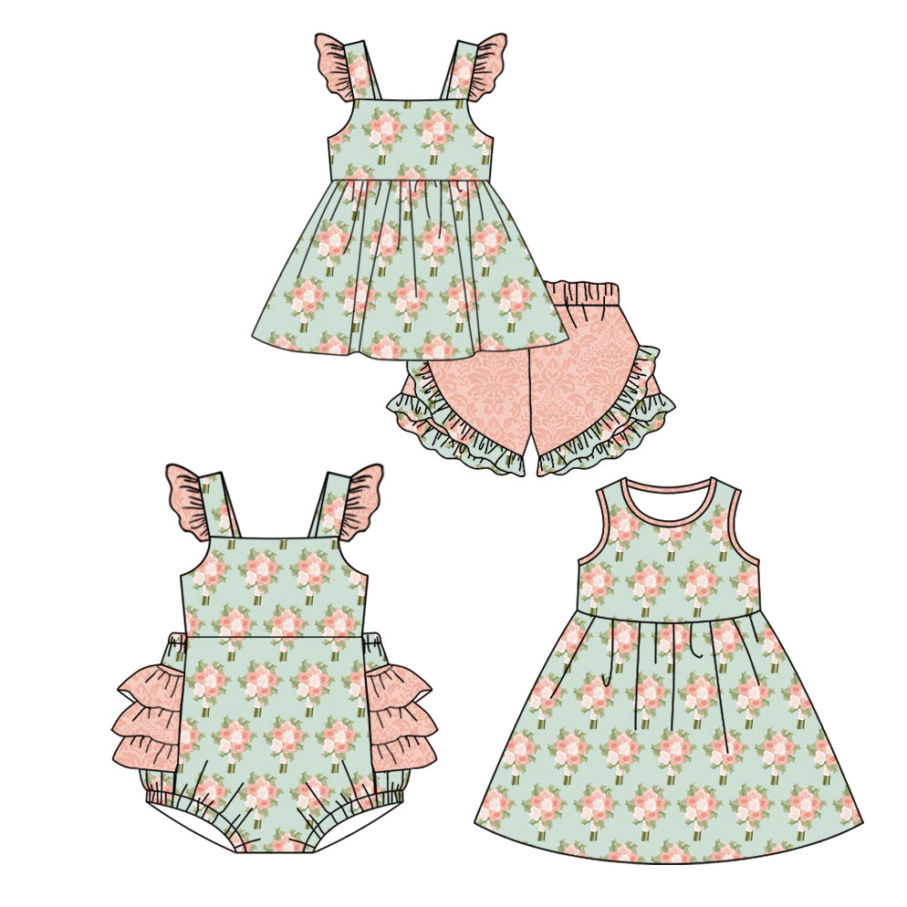 Baby Girl Flower Sibling Romper Dress Set ( Moq 5 Each Design ) 12.11