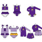 ( Moq 5 Each Style ) Baby Boys Girls Kids Team Sibling Purple Jumpsuits Sets Swimsuits