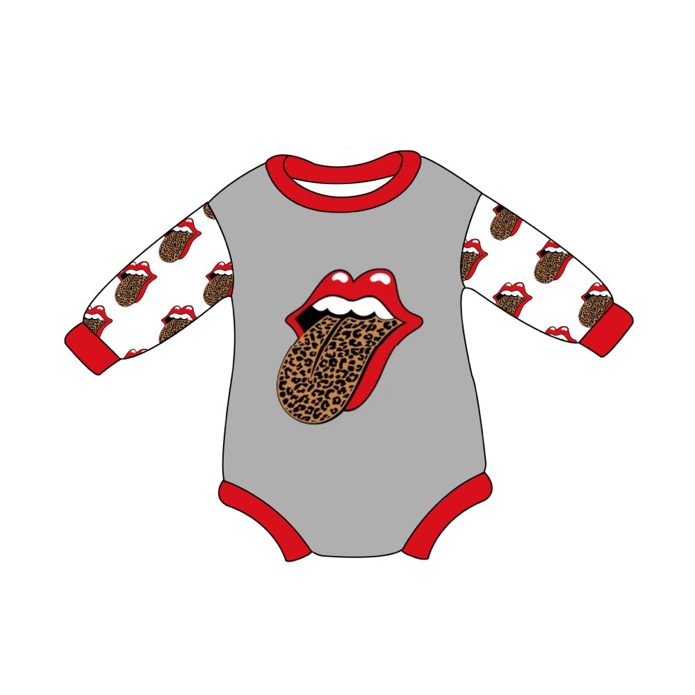 Baby Girl Long Sleeves Leopard Tongue Romper