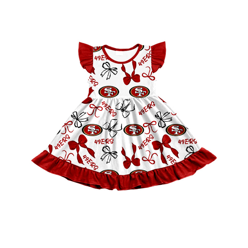 ( Moq 5 each style ) Baby Girl Toddler SF Team Bows Sibling Romper Dress Set 7.12