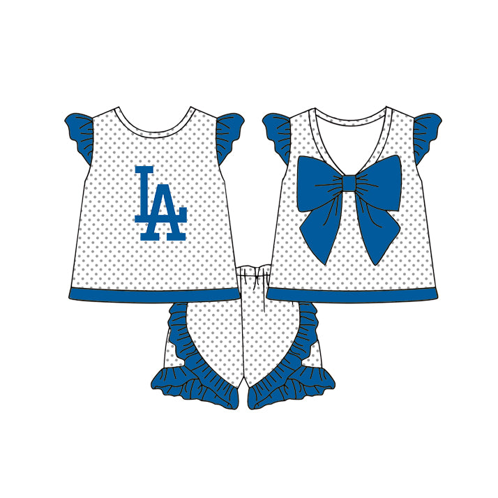 ( Moq 5 Each Style ) Baby Boys Girls Kids Sibling Shirts Sets Baseball Blue Clothes