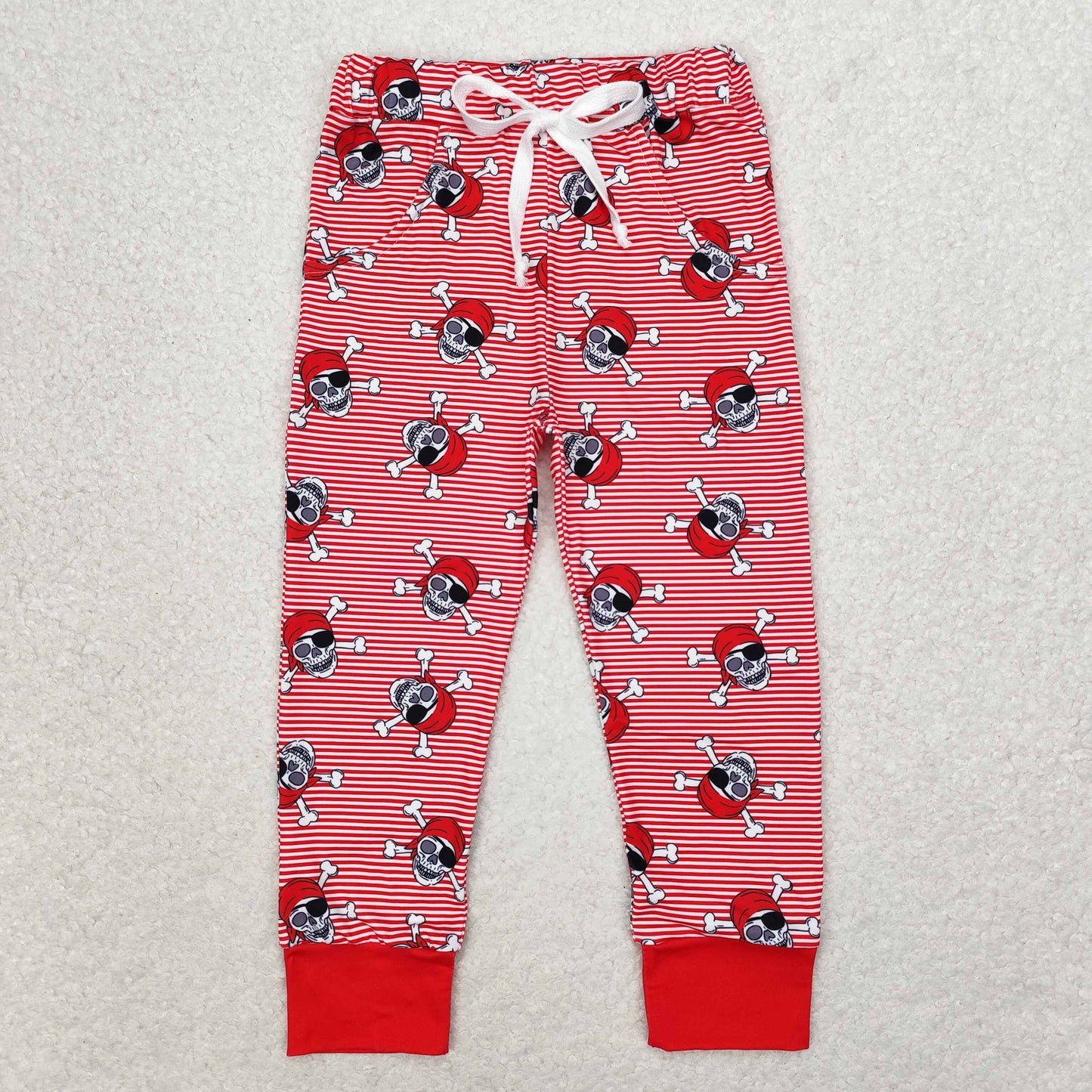 Baby Boy Halloween Red Stripes Skulls Pants