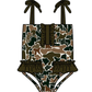 ( Moq 5 ) Preorder Baby Girls Kids Sleeveless Brown Green Camo Ruffle Summer One-piece Swimsuit