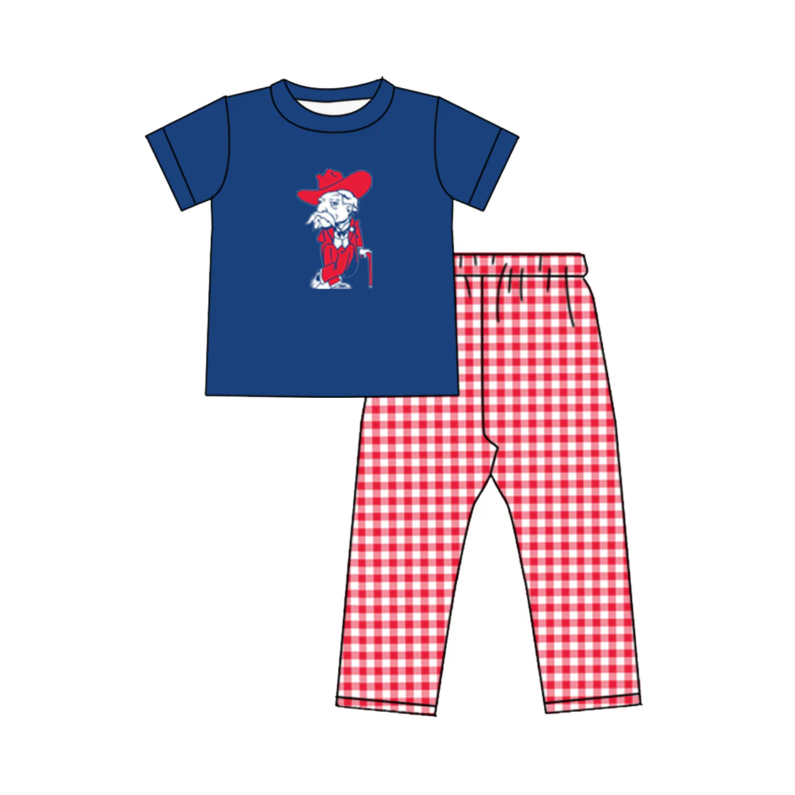Baby Boy Short Sleeves Old Man Team Shirt Checked Pants Clothes Set ( moq 5
