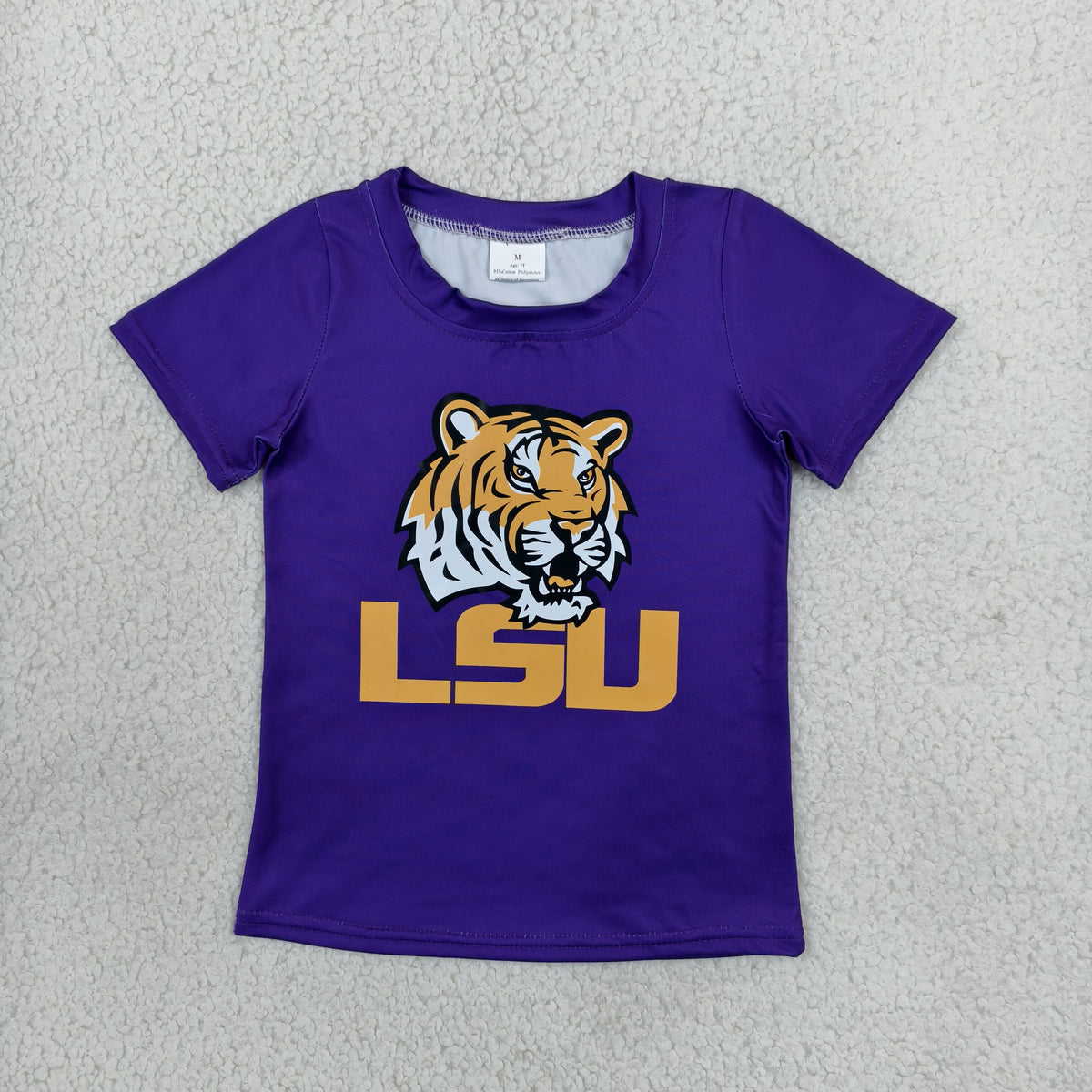 Baby Boy Kids Purple Short Sleeves Tiger Shirt Team Clothes RTS