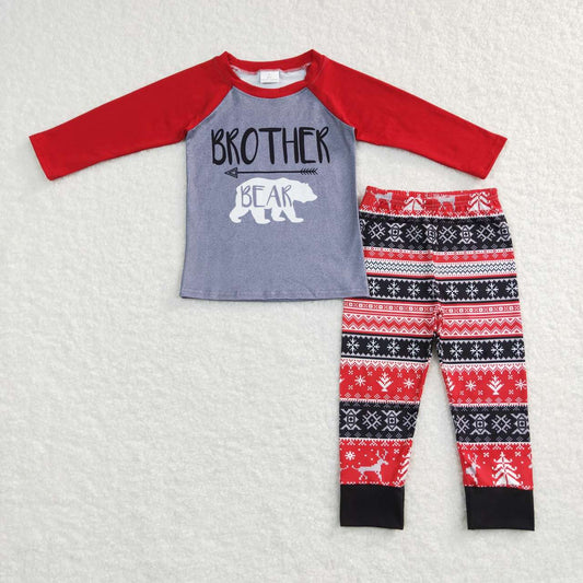 Baby Boy Christmas Long Sleeves Brother Bear Pants Outfit Pajamas