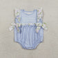 Baby Girls Infant Thank Heaven Floral Bows Blue Bubble Romper RTS