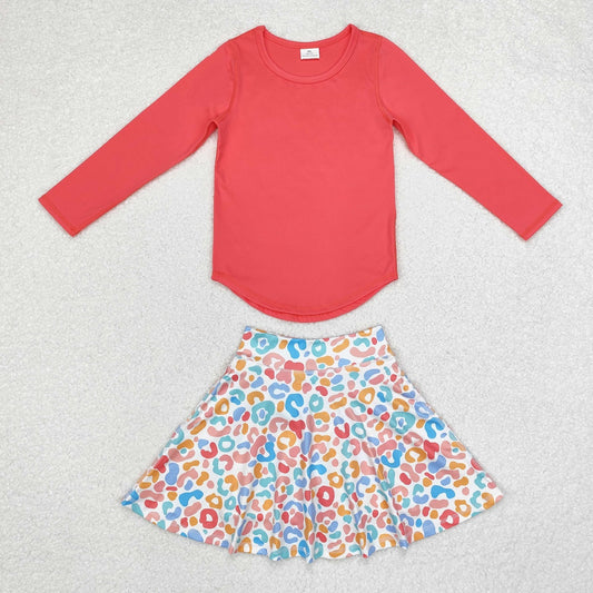 Baby Girl Long Sleeves Shirt Leopard Skirt Shorts Set