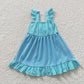 GSD0341 Baby Girl Short Sleeves Princess Summer Blue Dress