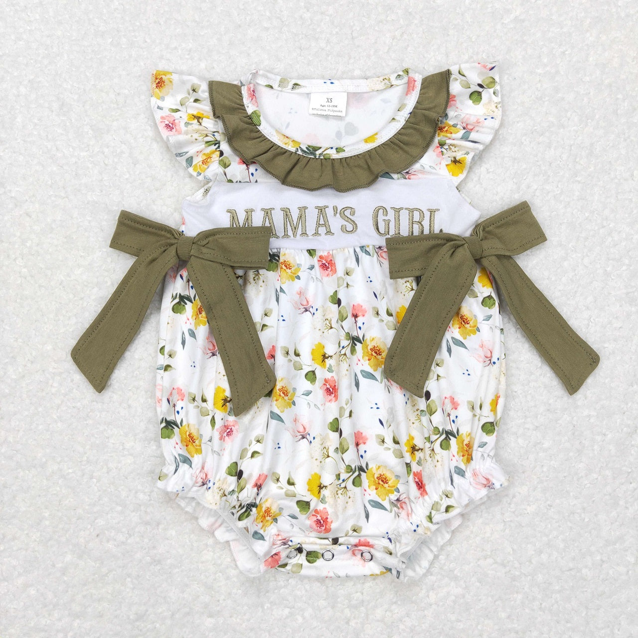 SR0478 Mama's Girl Embroidery Floral One Piece Romper