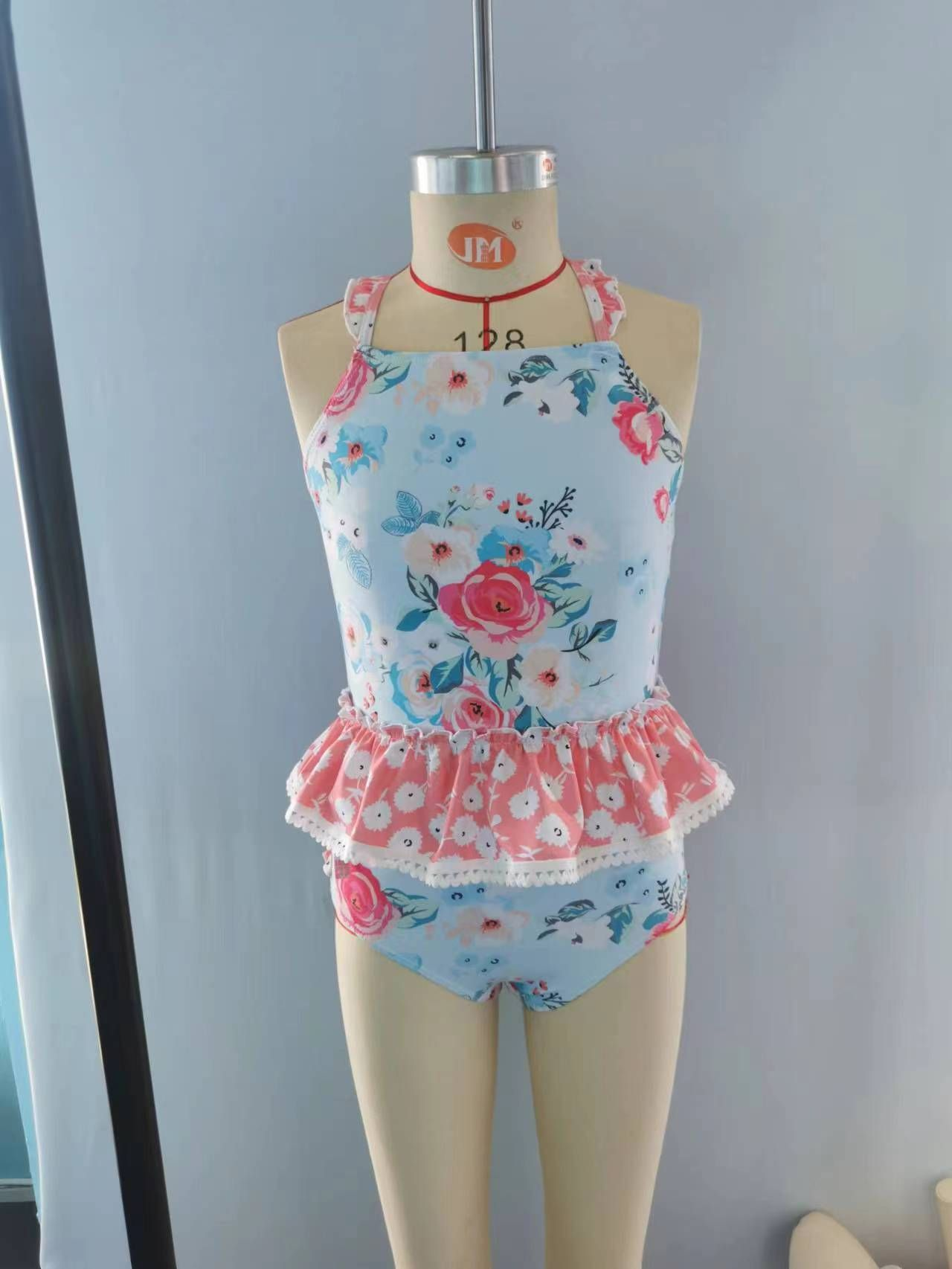 S0159 Baby Girl Floral One Piece Summer Swimsuit