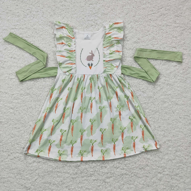 GSD0157 Easter Baby Girl Short Sleeves Carrots Rabbit Dress