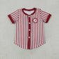 Baby Boy Kids Short Sleeves Red Grey Stripes Shirt Team Tops RTS