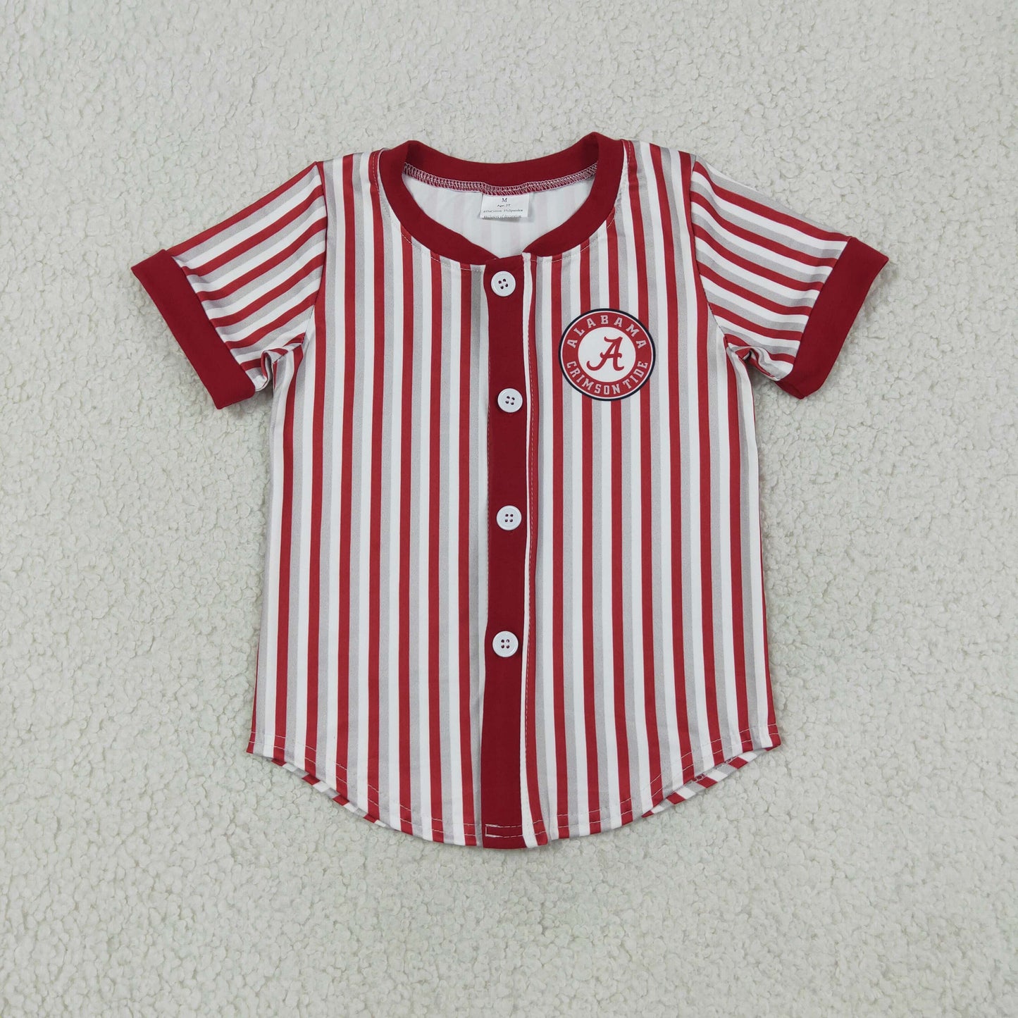 Baby Boy Kids Short Sleeves Red Grey Stripes Shirt Team Tops RTS
