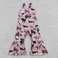 SR0372 Baby Girl Cow Pink Sleeveless Western Jumpsuit